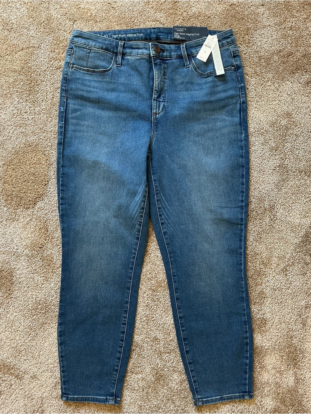 Talbots Flawless High Waist Cropped Jegging Blue Denim Jeans 10 NWT